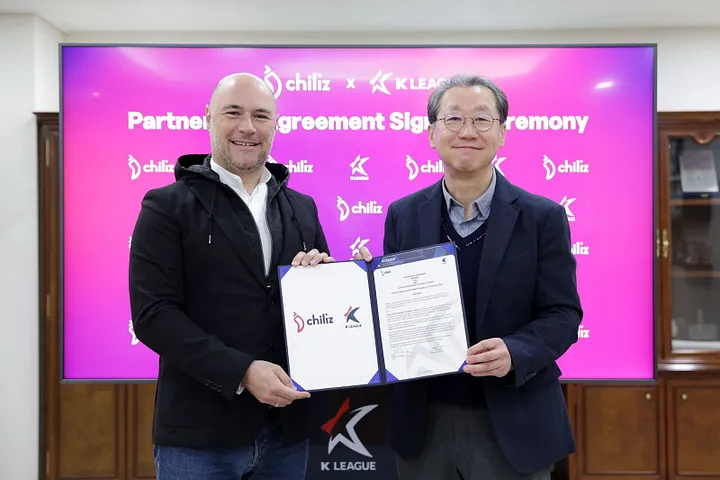 Alexandre Dreyfus, Chiliz CEO, and Yeonsang Cho, General Secretary of K League