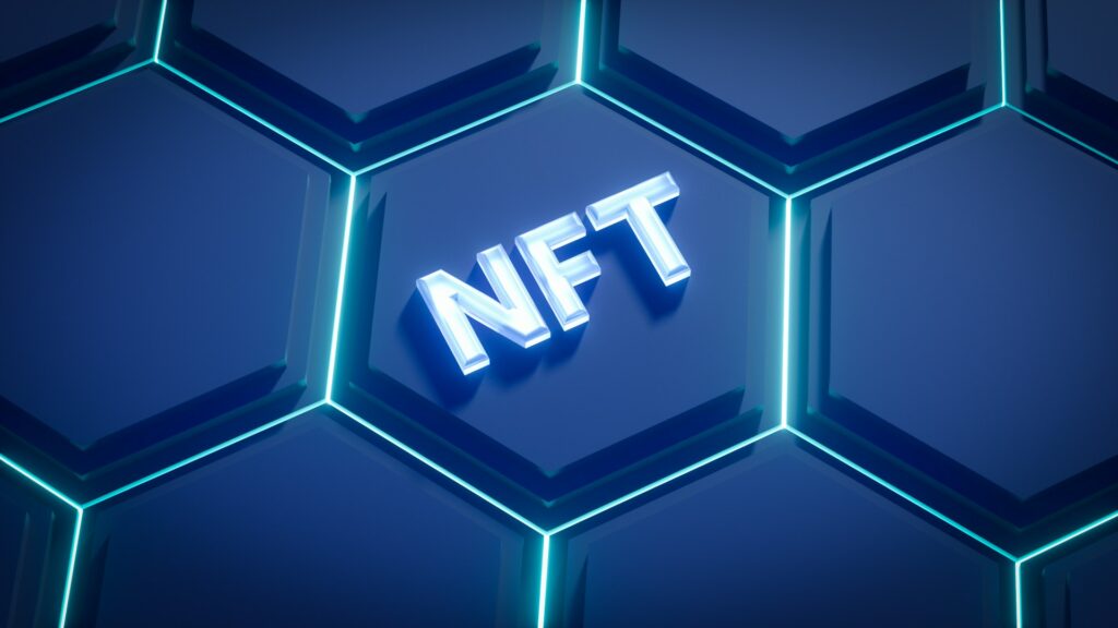 un-fondo-hexagonal-azul-con-la-palabra-nft