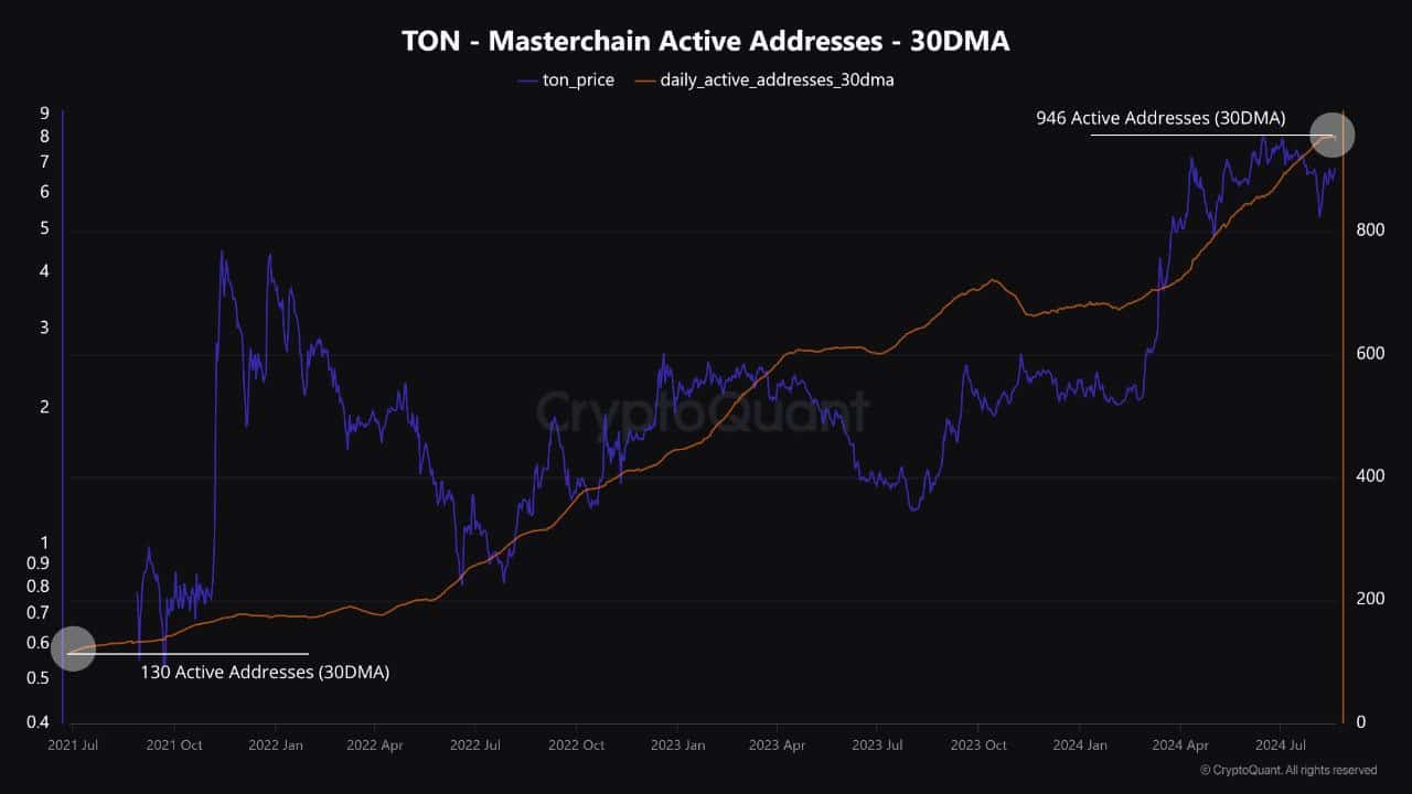 TON Masterchain has hit a record high with 946 daily active addresses