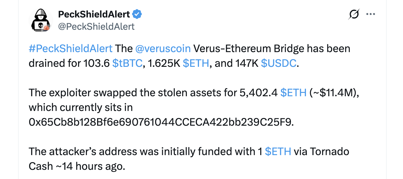 Verus Ethereum bridge hack